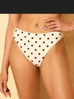 Shade & Shore Cream Bikini Bottom with Brown Polka Dots
